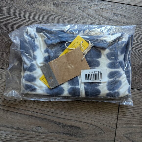 NWT Kyte Baby Zippered Long Sleeve Romper in Steel Rip Tide Blue Tie Dye 6-12m - Picture 3 of 5